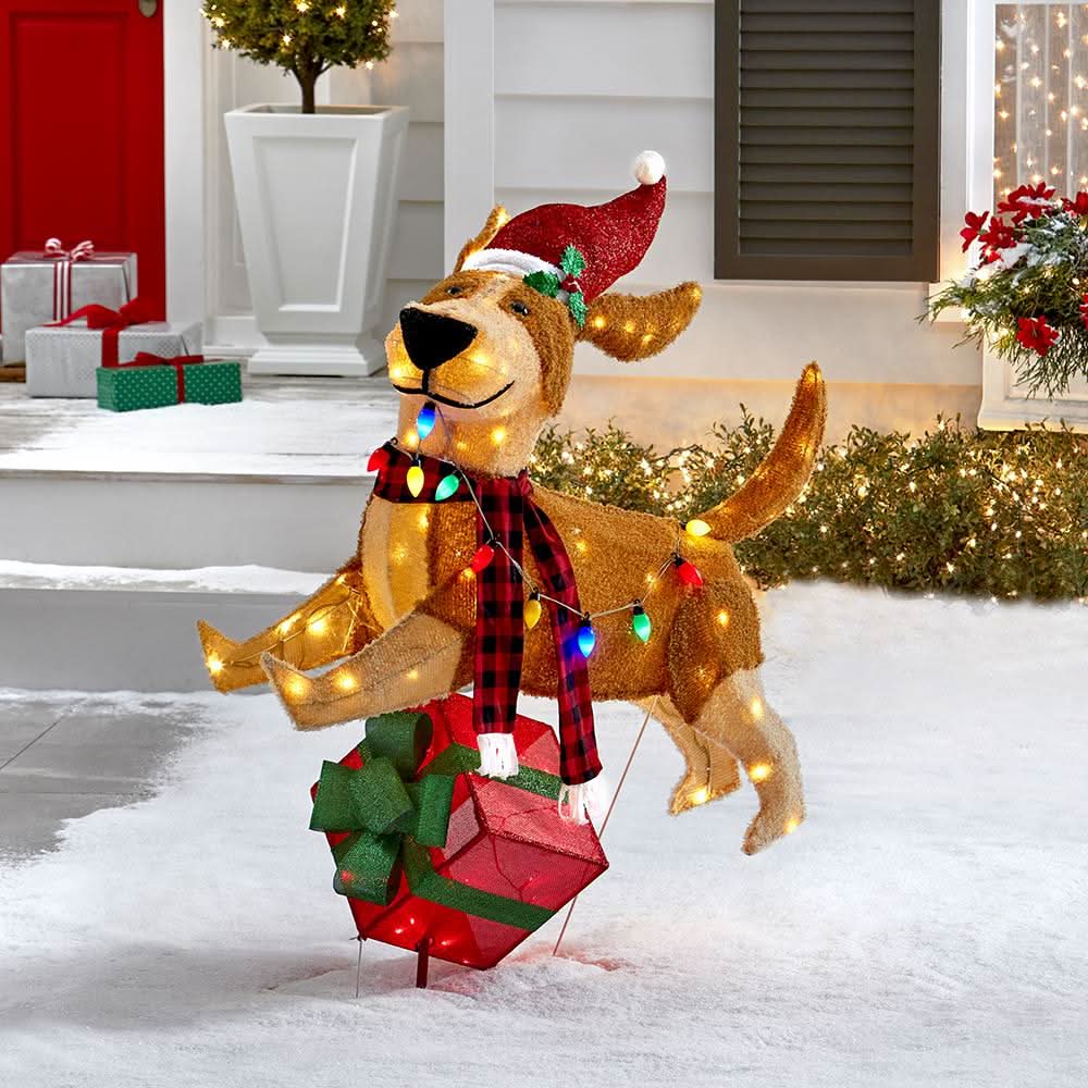 Perrito Navideño Alegre y Saltarín con 144 LEDs de Colores