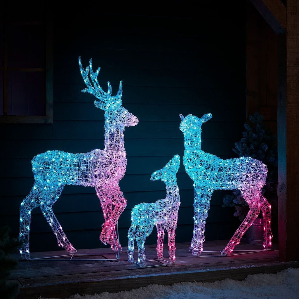 Conjunto de Renos Iluminados con LED RGB Inteligente y Control vía Wi-Fi