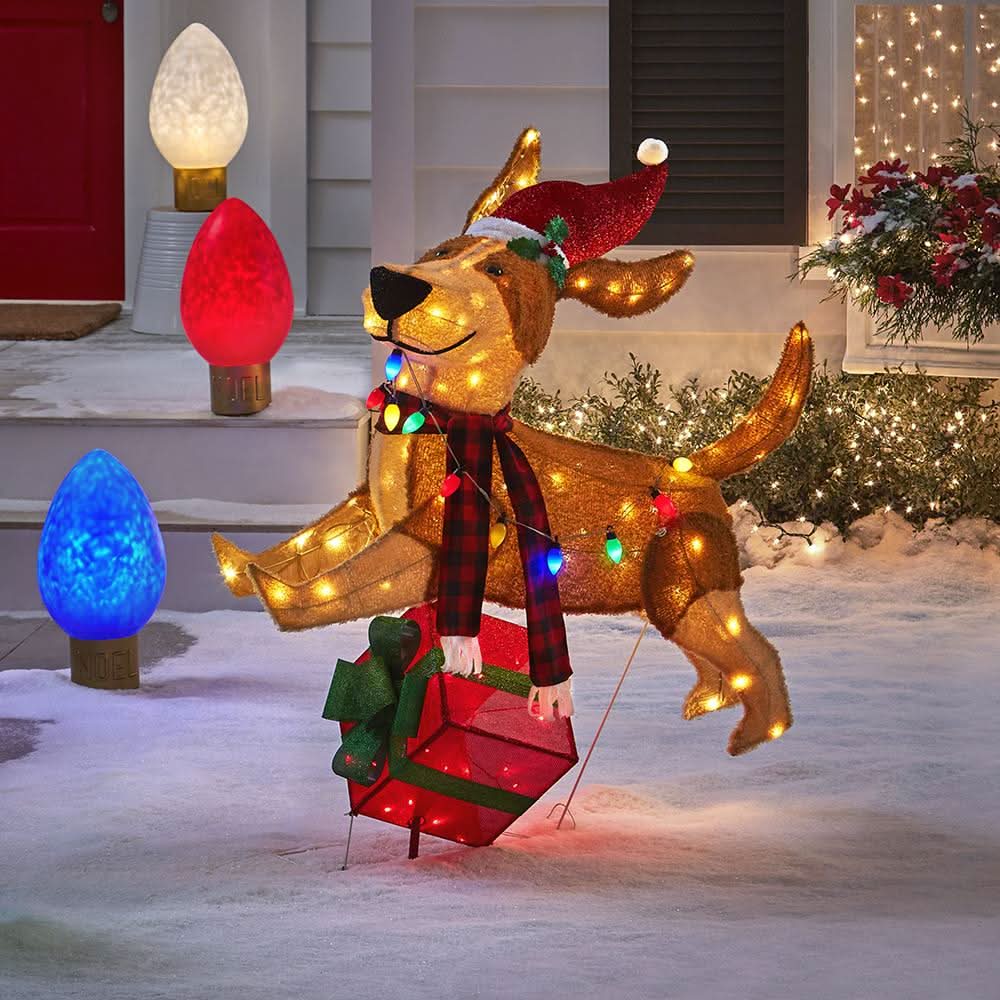 Perrito Navideño Alegre y Saltarín con 144 LEDs de Colores
