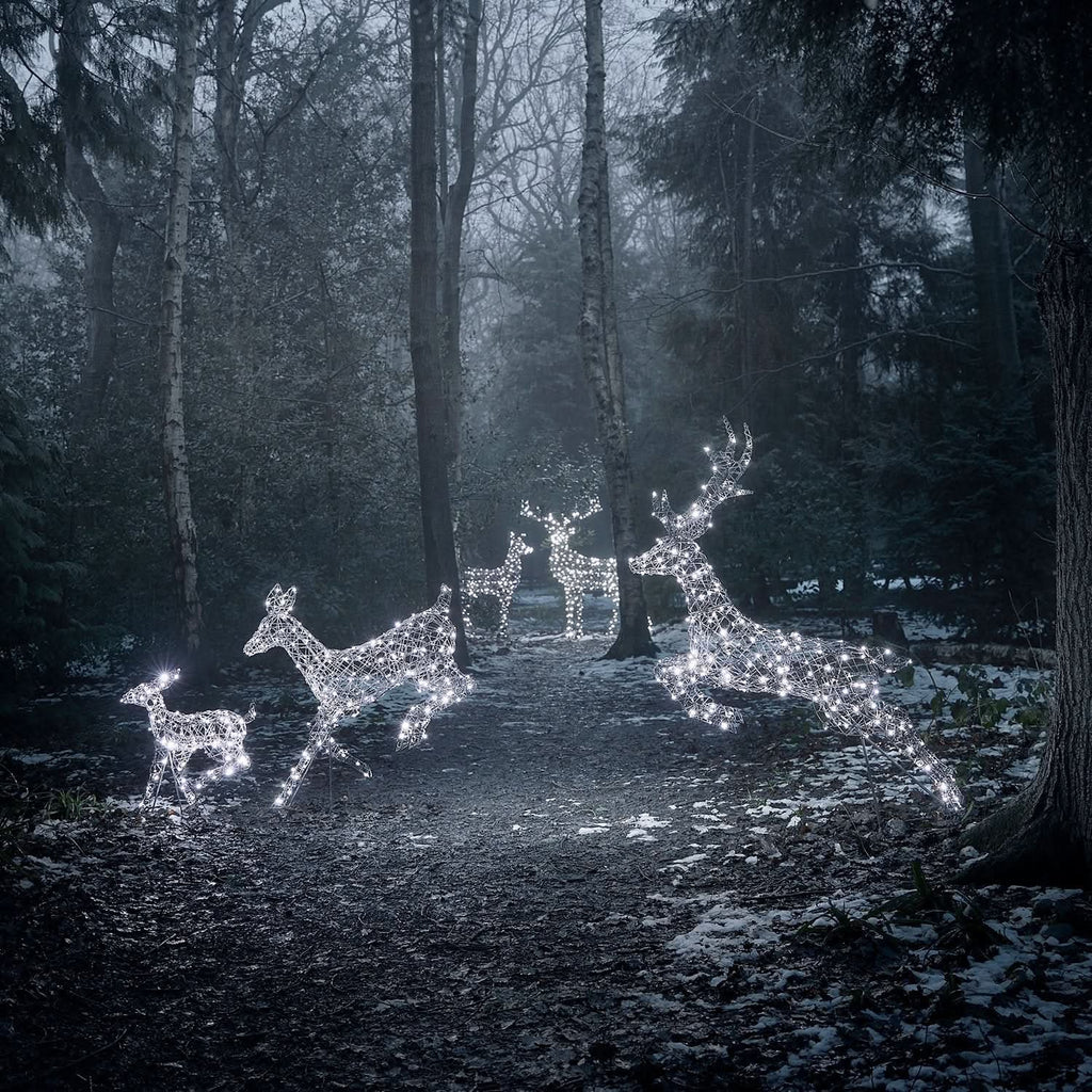 Conjunto Navideño de 5 Renos Iluminados con LED en Dos Colores
