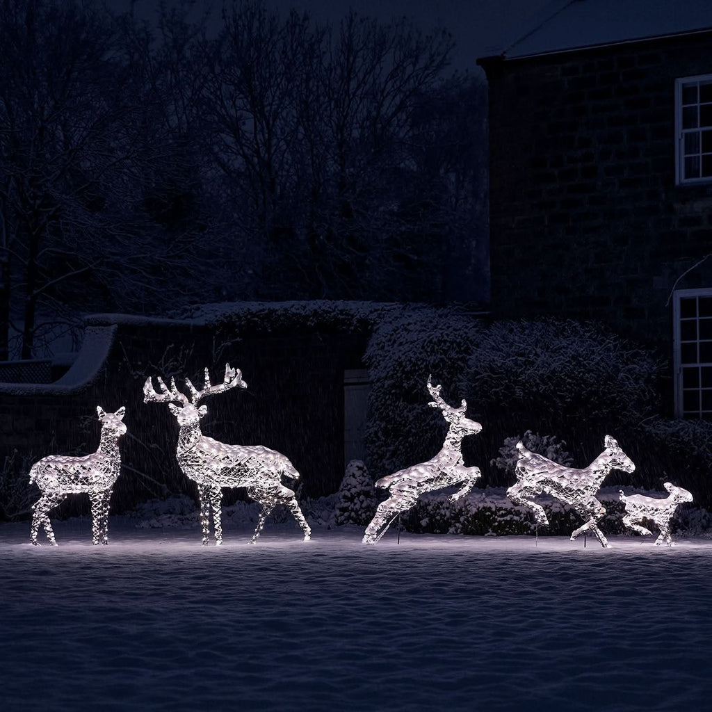 Conjunto Navideño de 5 Renos Iluminados con LED en Dos Colores