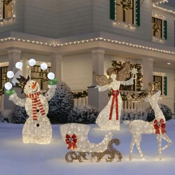 Muñeco de Nieve Iluminado con 156 LEDs Blanco Cálido – 1,82 m
