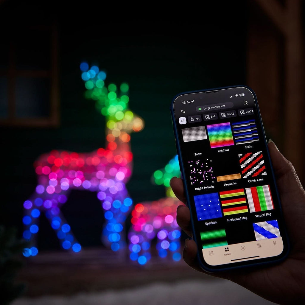 Conjunto de Renos Iluminados con LED RGB Inteligente y Control vía Wi-Fi