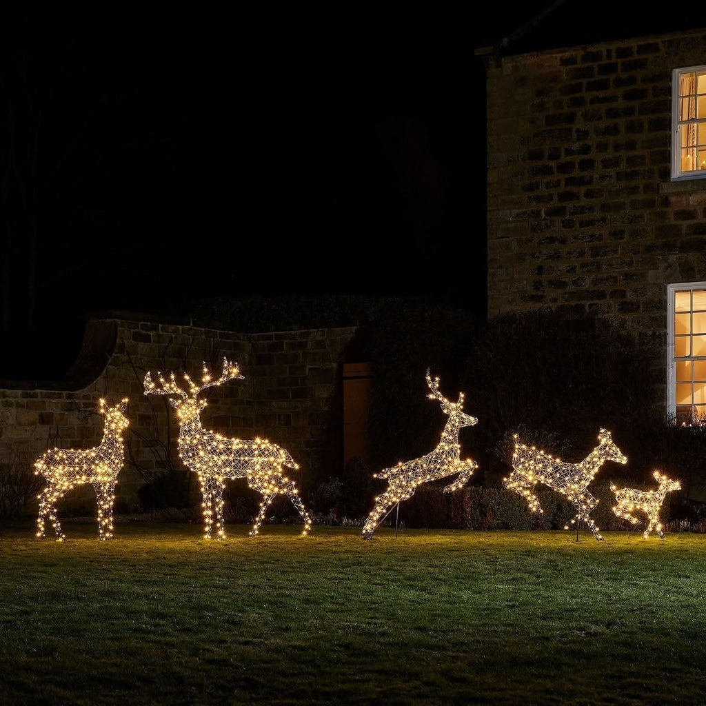 Conjunto Navideño de 5 Renos Iluminados con LED en Dos Colores