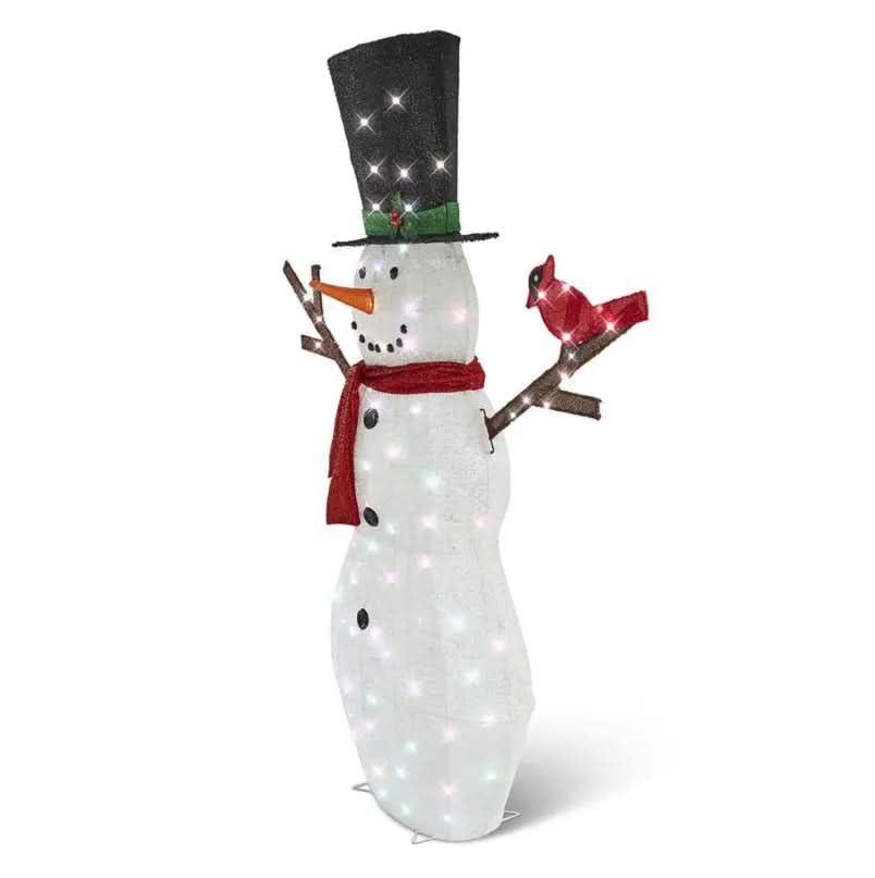 Muñeco de Nieve Centelleante con 100 LEDs Multicolor – 1,82 m