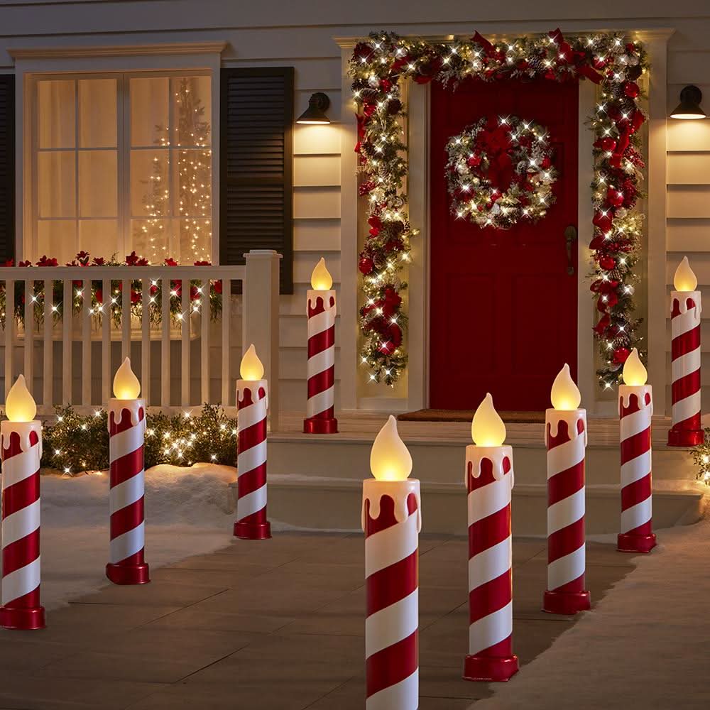 Conjunto de Velas Bastón de Caramelo Centelleantes con LEDs – 91 cm