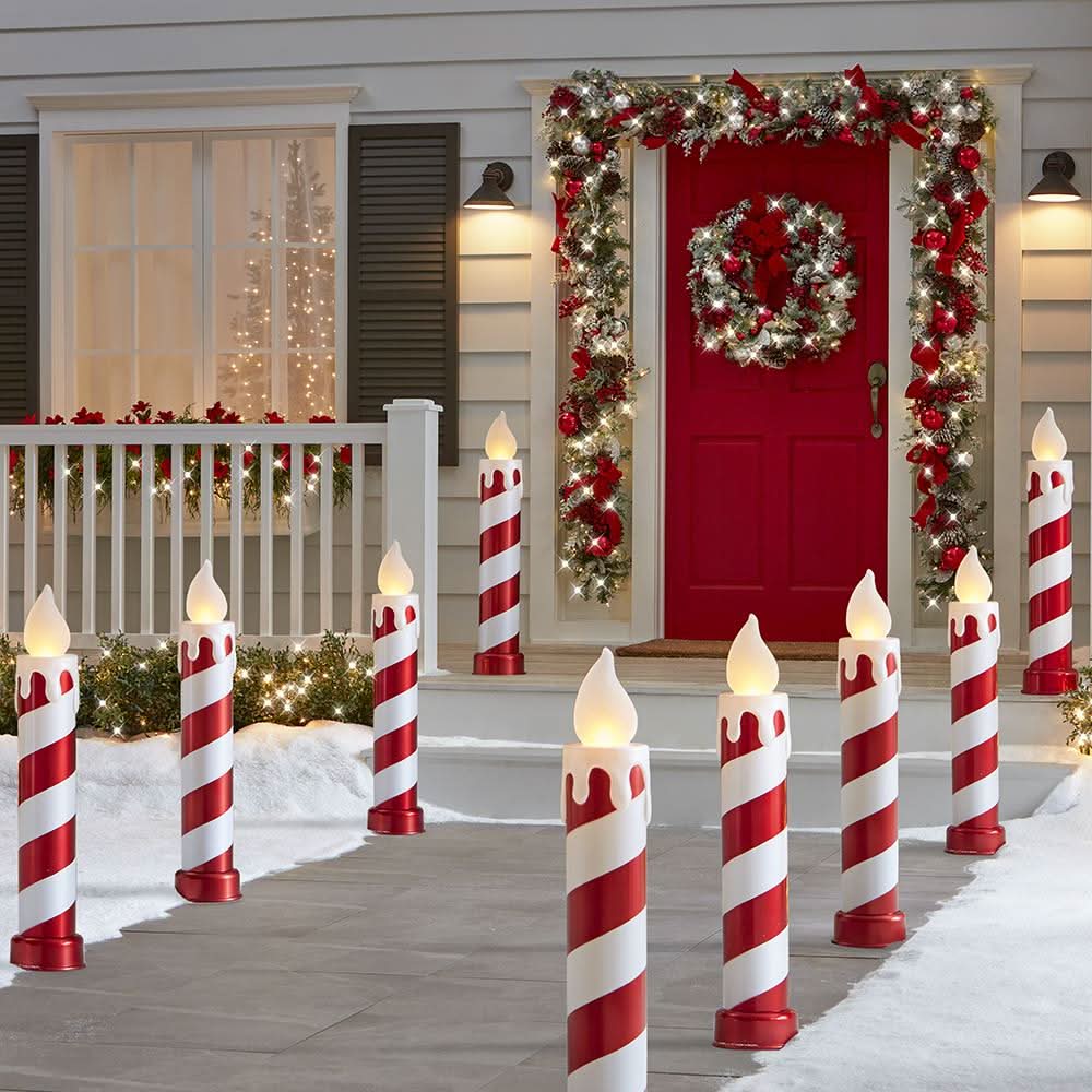Conjunto de Velas Bastón de Caramelo Centelleantes con LEDs – 91 cm