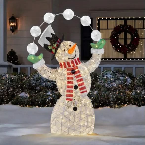 Muñeco de Nieve Iluminado con 156 LEDs Blanco Cálido – 1,82 m