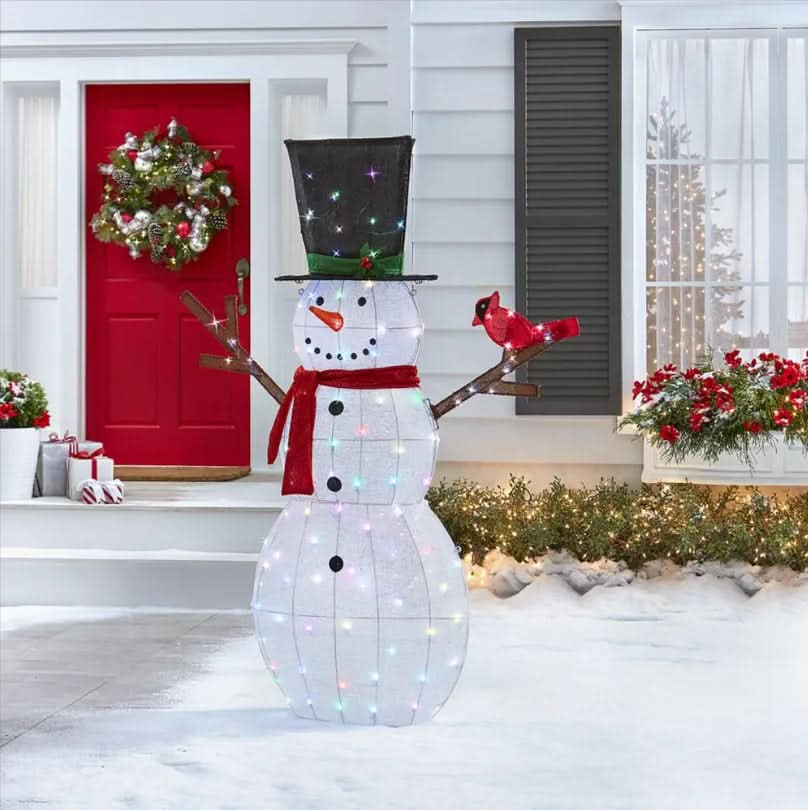 Muñeco de Nieve Centelleante con 100 LEDs Multicolor – 1,82 m