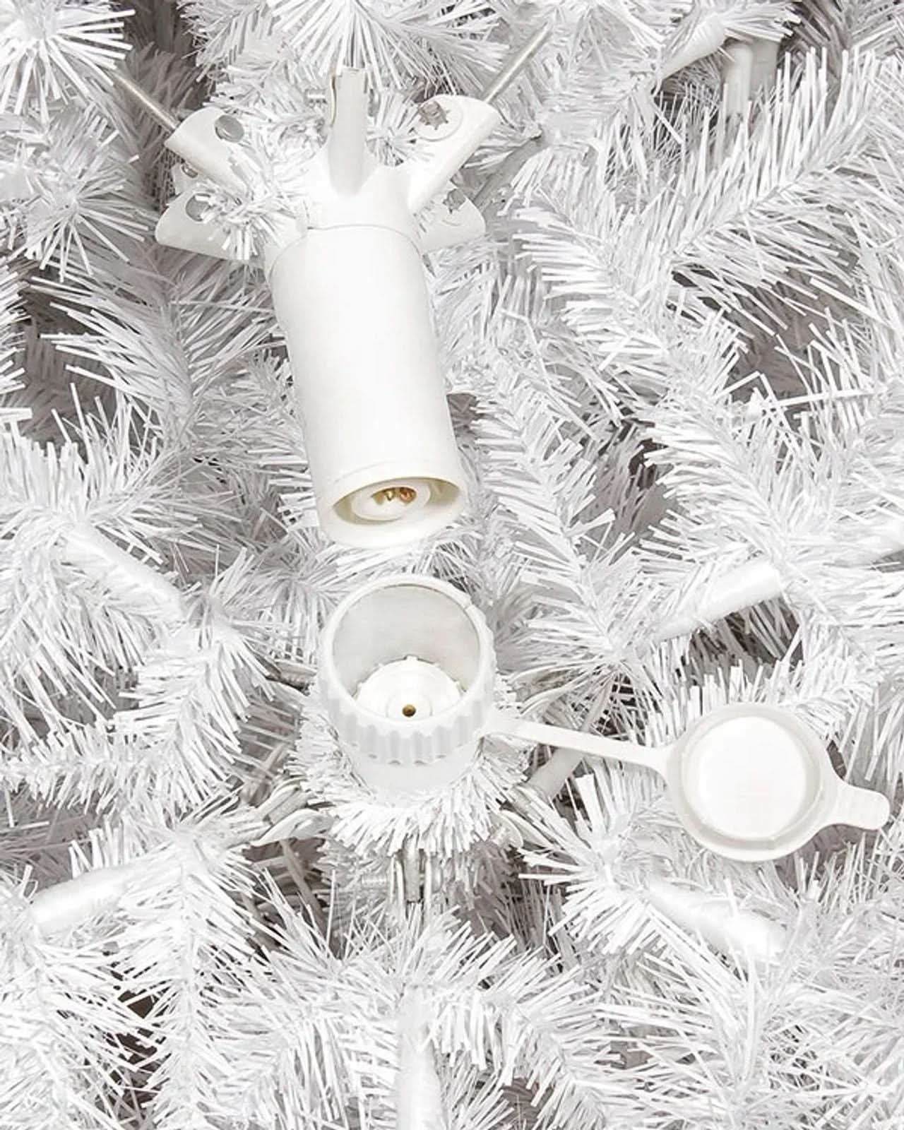 Árbol de Navidad Blanco Classic con Ramas Articuladas, Base Metálica y Micro LEDs Integrados