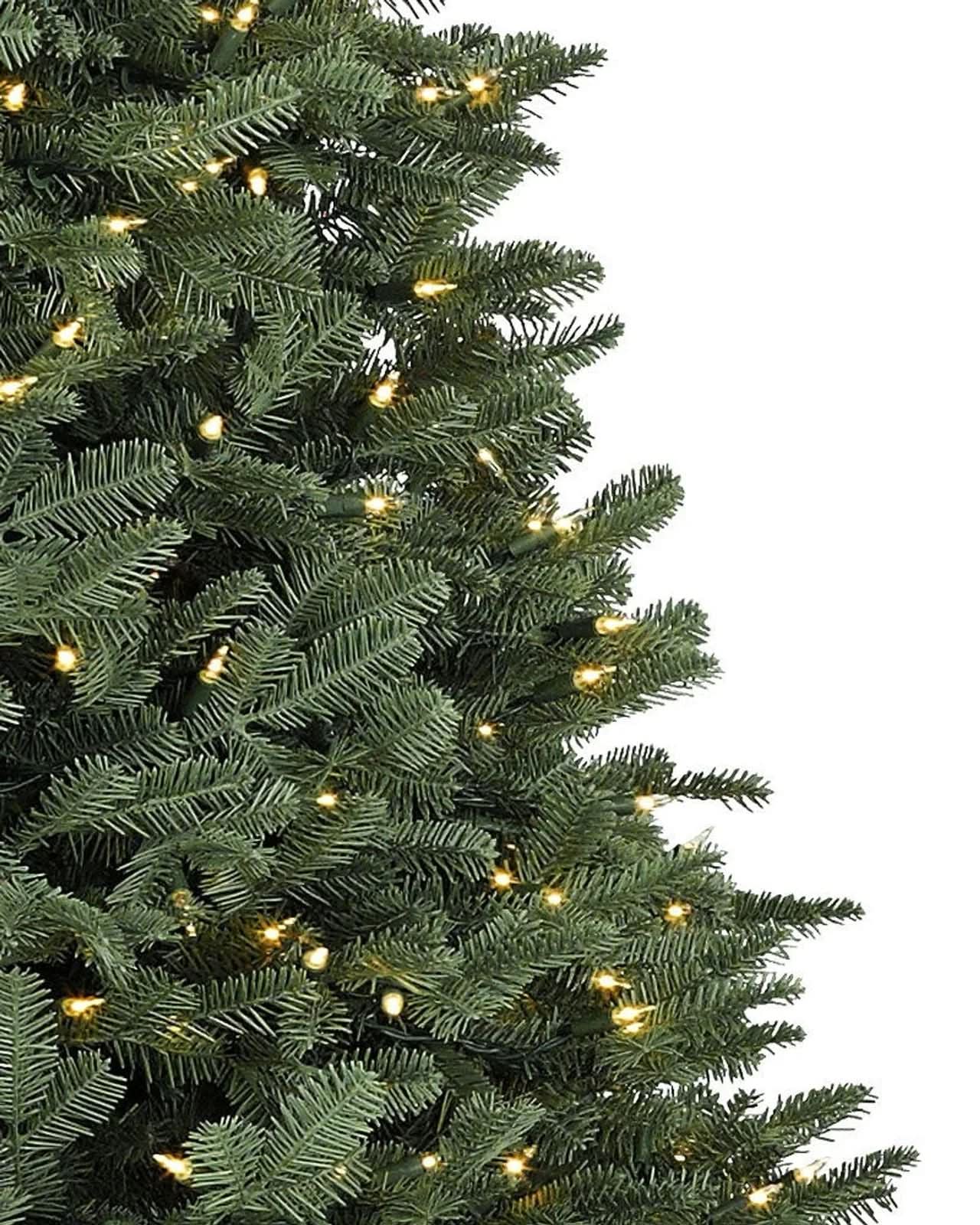 Árbol de Navidad White Spruce Verde con Ramas Articuladas, Base Metálica y Micro LEDs Integrados