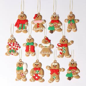 Decoración para Árbol de Navidad – Adorno Colgante de Hombre de Jengibre, 25 Piezas