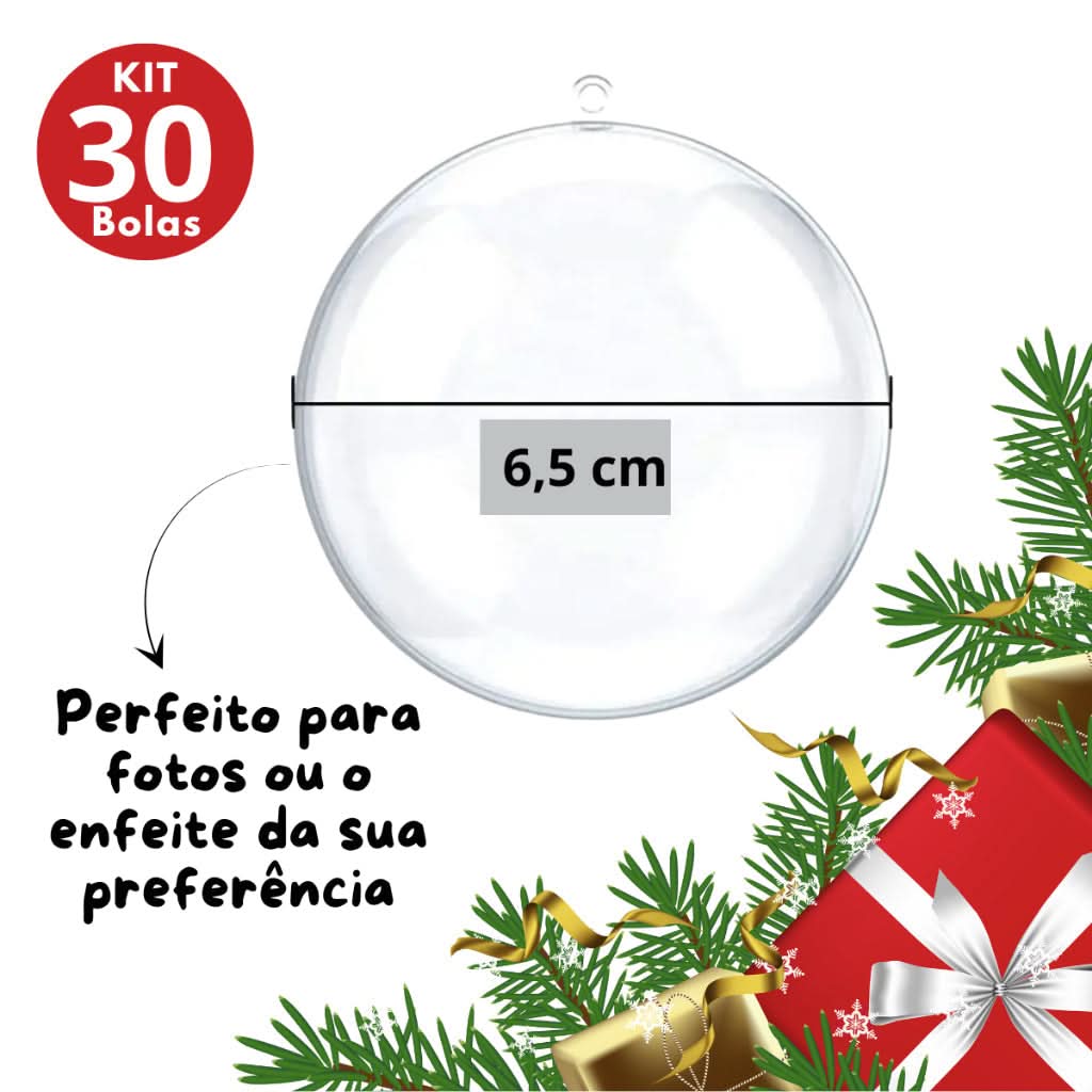 30 Esferas Navideñas Acrílicas para Fotos y Recuerdos – 6.5 cm