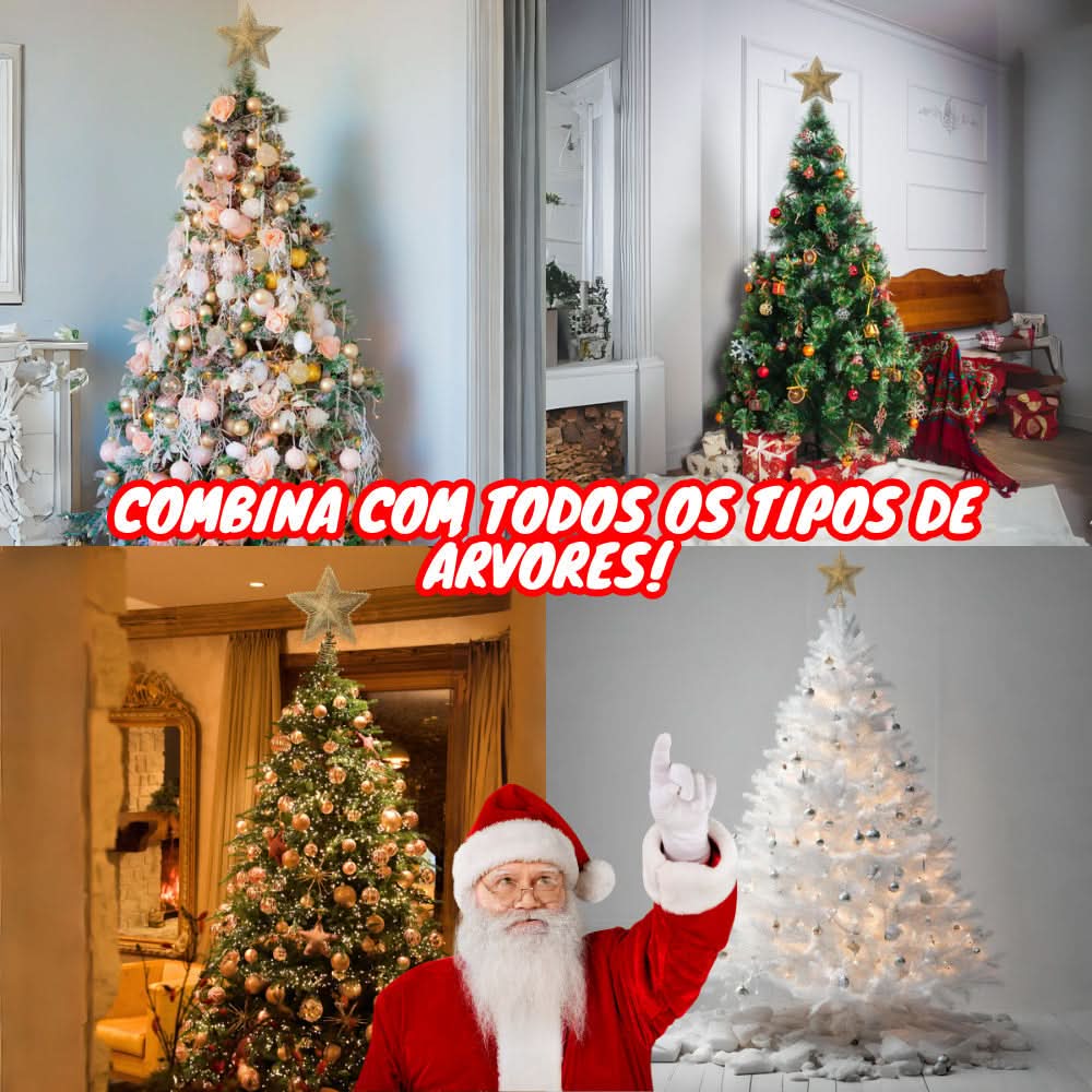 Estrella brillante de 24 cm con alambre y glitter para árbol de Navidad, metalizada