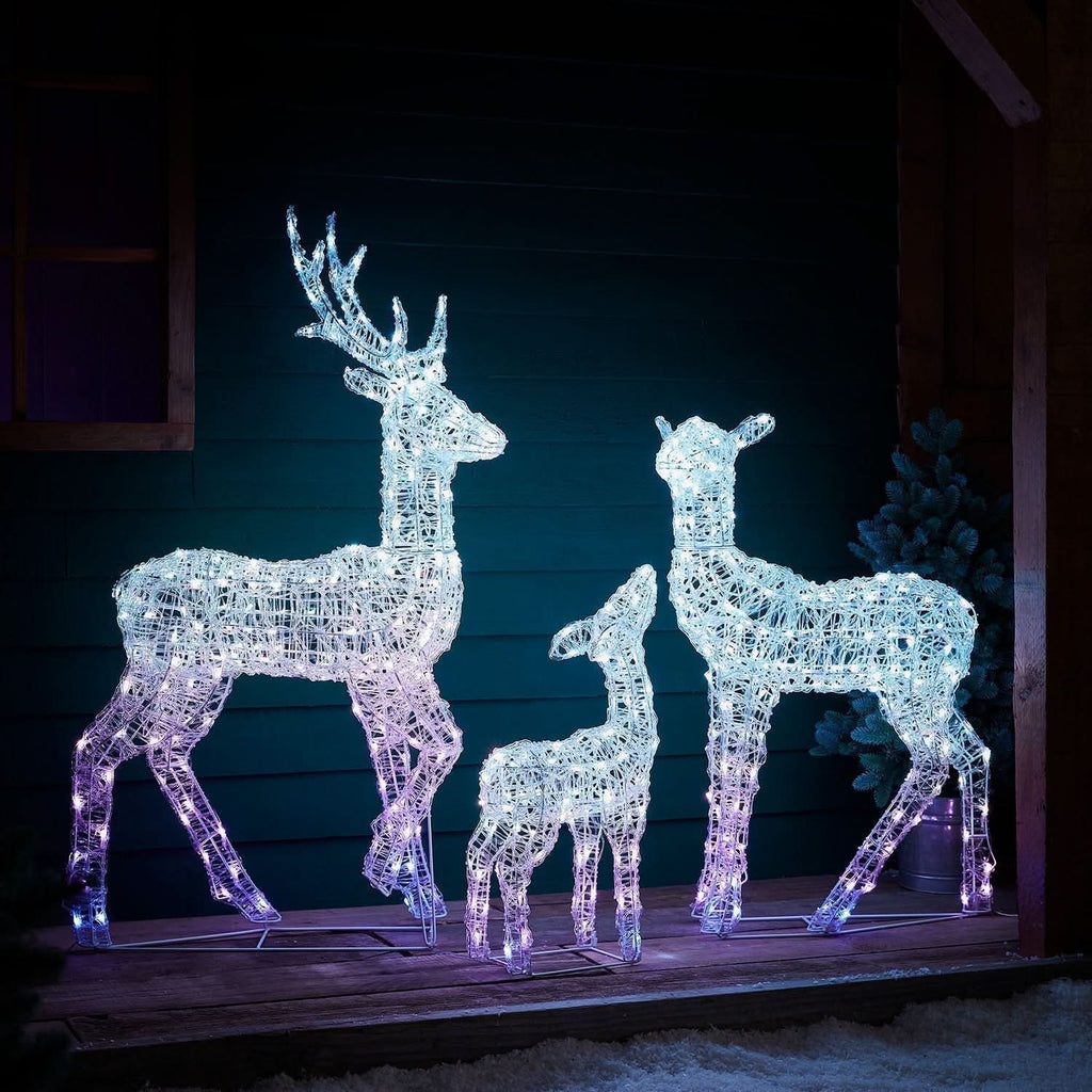 Conjunto de Renos Iluminados con LED RGB Inteligente y Control vía Wi-Fi