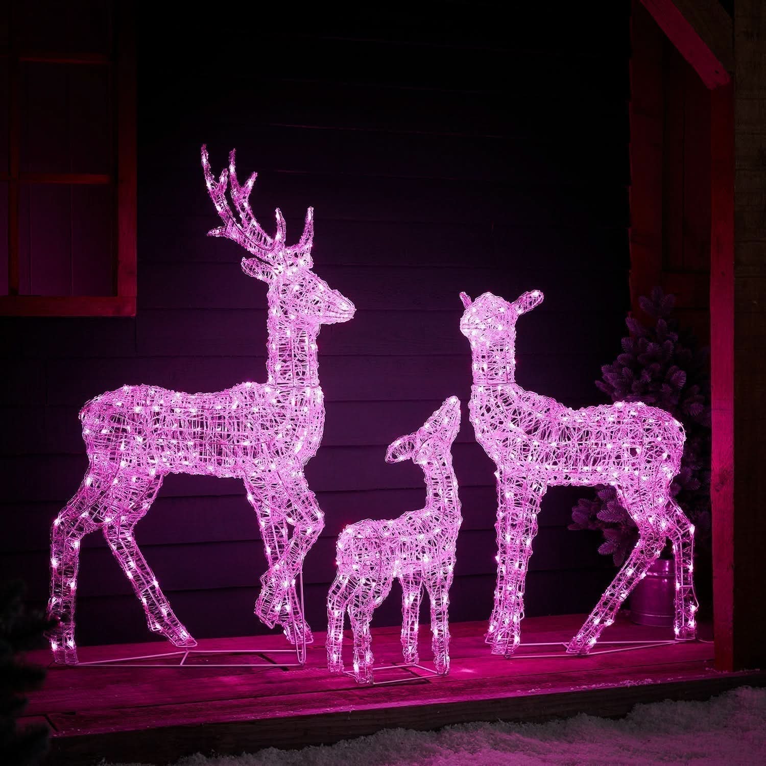 Conjunto de Renos Iluminados con LED RGB Inteligente y Control vía Wi-Fi