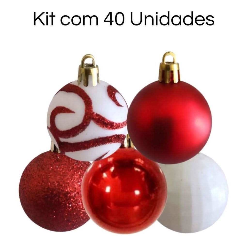 40 Esferas Navideñas de 5 cm Surtidas – Master Christmas Rojo/Rosado