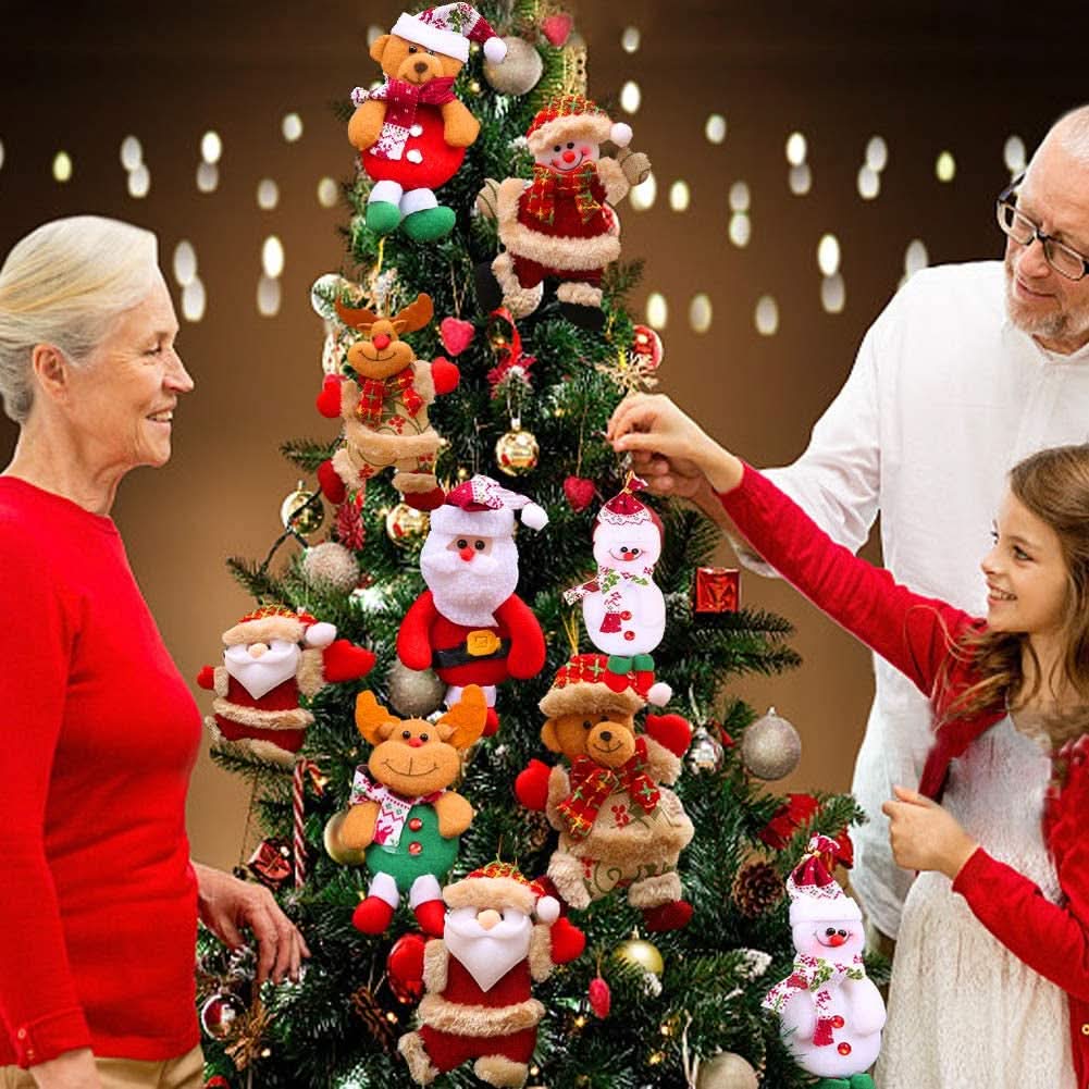 12 Piezas Navideñas Aleatorias de Osos y Papá Noel