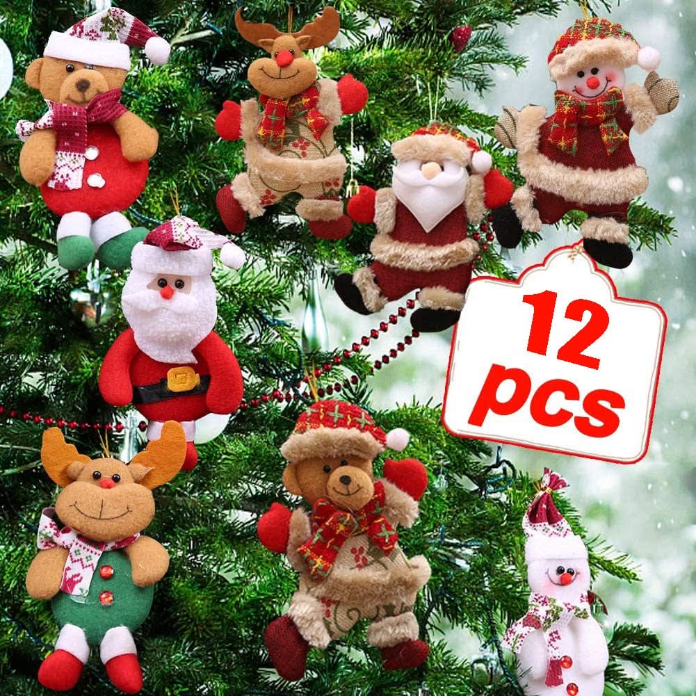 12 Piezas Navideñas Aleatorias de Osos y Papá Noel
