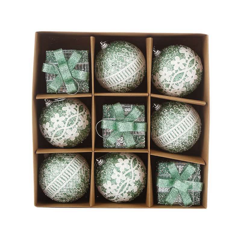 Kit de 9 Piezas de Esferas Navideñas de 8 cm
