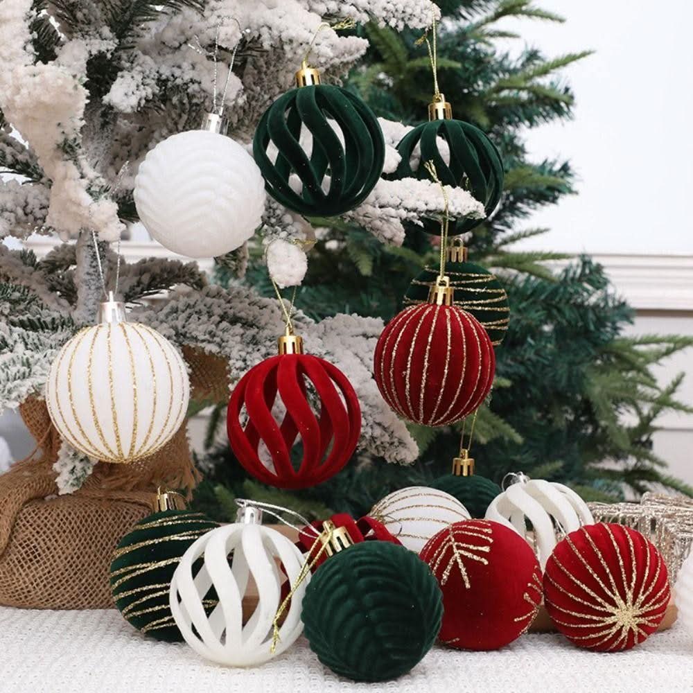 Kit de 6 Esferas Navideñas de 6 cm de Terciopelo