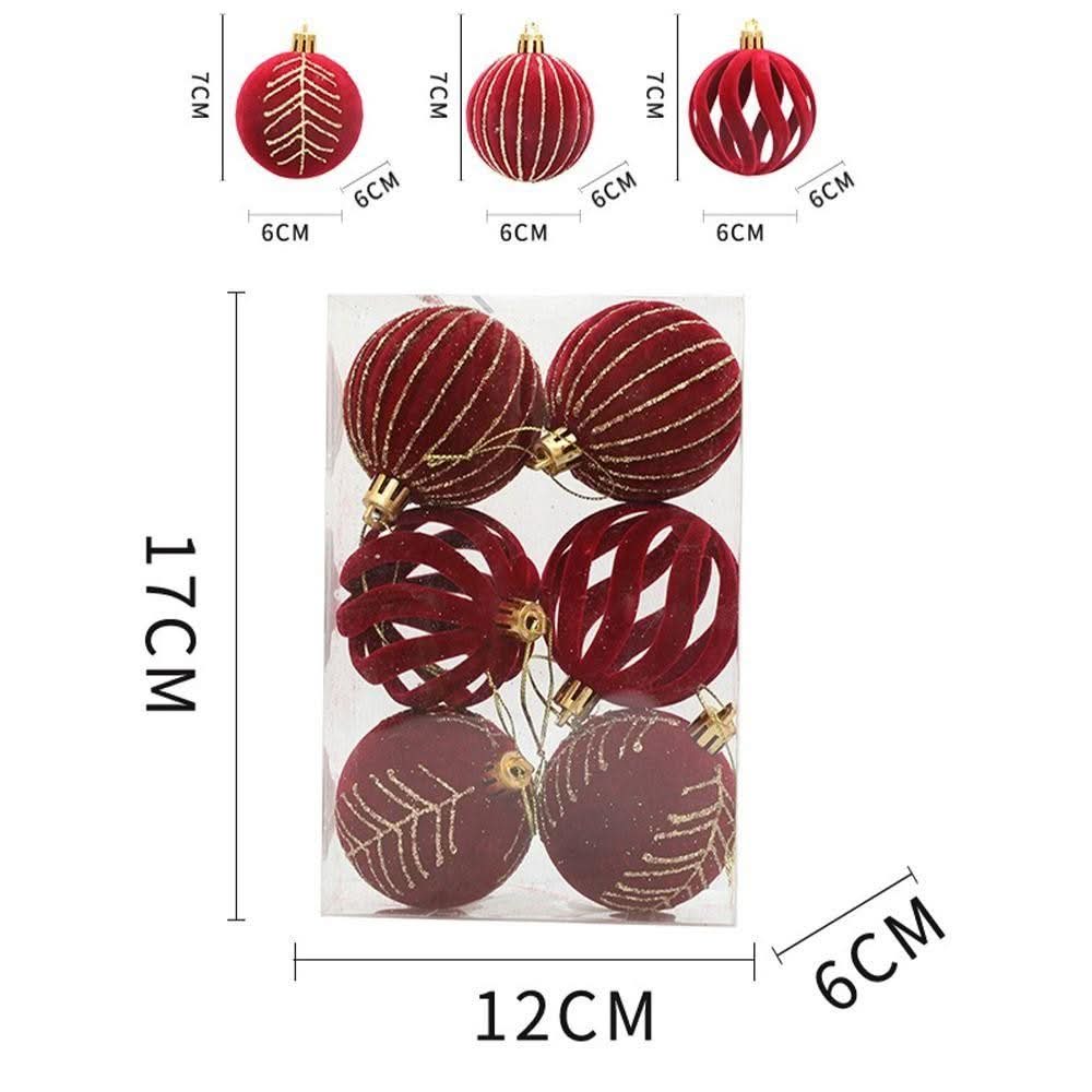 Kit de 6 Esferas Navideñas de 6 cm de Terciopelo
