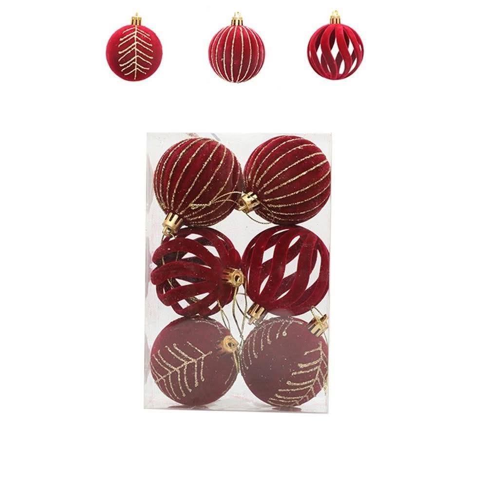 Kit de 6 Esferas Navideñas de 6 cm de Terciopelo