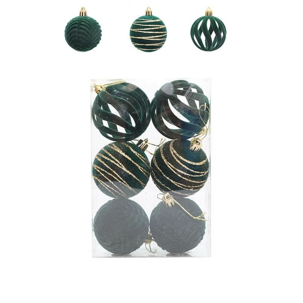Kit de 6 Esferas Navideñas de 6 cm de Terciopelo